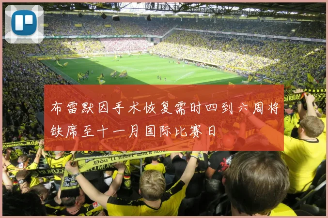 布雷默因手术恢复需时四到六周将缺席至十一月国际比赛日